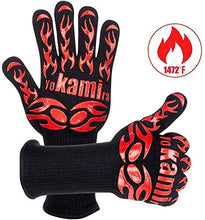 Carica l&#39;immagine nel visualizzatore di Gallery, yokamira Guanti da Forno, Certificato EN407, BBQ Rosso E Nero