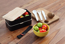Carica l'immagine nel visualizzatore di Gallery, PuTwo Scatola Pranzo, 2 Contenitore Separato Lunch Box, Microonde Nero