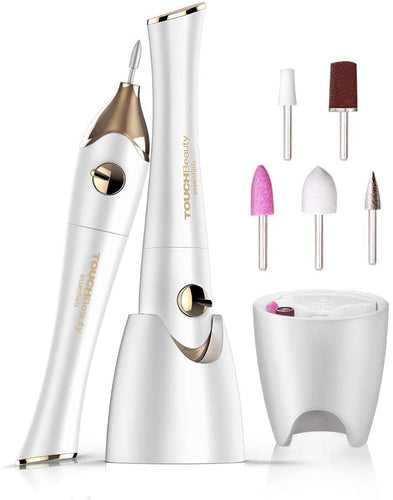Set Manicure e Pedicure Elettrico,TOUCHBeauty Kit di lime per unghie per Pedicure,Potente Fresa per Unghie con 5 Accessori, Professionale Sistema di Lucidatura per Unghie con luce UV AG-1335C