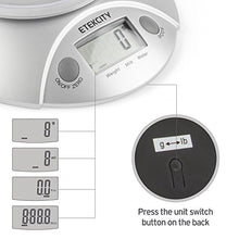 Carica l&#39;immagine nel visualizzatore di Gallery, ETEKCITY Bilancia da Cucina Digitale Elettronica 5kg/11lb, Chiaro - Ilgrandebazar