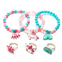 Carica l'immagine nel visualizzatore di Gallery, Braccialetti colorati con unicorno, per bambine, set di gioielli per... - Ilgrandebazar