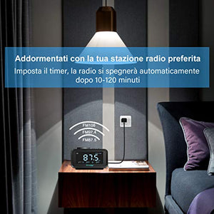 REACHER Radiosveglia Doppia Funzione Con Porte USB di Ricarica, 6 Differenti...
