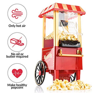 Gadgy Popcorn Machine - Retro Macchina Pop Corn Compatta, Aria Calda Senza... - Ilgrandebazar