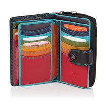 Carica l&#39;immagine nel visualizzatore di Gallery, Visconti portafoglio di pelle da donna a piegatura Nero/Multi ( Black/ Multi) - Ilgrandebazar