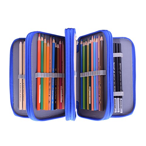 Newcomdigi Astuccio per 72 Matite Portapenne Scuola Elementari Blu