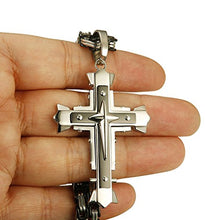 Carica l&#39;immagine nel visualizzatore di Gallery, BESTEEL Gioielli in Acciaio Inossidabile 5MM Ciondolo Croce Collana per Uomo... - Ilgrandebazar