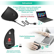 Carica l&#39;immagine nel visualizzatore di Gallery, GHB Mouse Verticale Wireless Ergonomico Ricaricabile 6-Tasti Nero