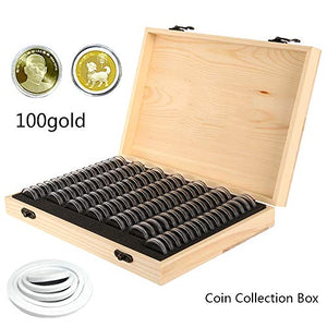 DWDMZ - Scatola in Legno per Collezione di Monete, 100 Pezzi, Contenitore... - Ilgrandebazar