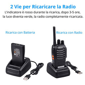 ESYNiC Paio Walkie Talkie Ricaricabile VOX Radio PMR 446MHz 0.5W Frequenza...