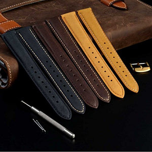 WOCCI Cinturino in Pelle Retrò con Fibbia Oro per 18mm, Marrone Scuro