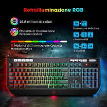 Carica l&#39;immagine nel visualizzatore di Gallery, PICTEK Tastiera Gaming RGB, da Gaming, Retroilluminazione RGB Nero