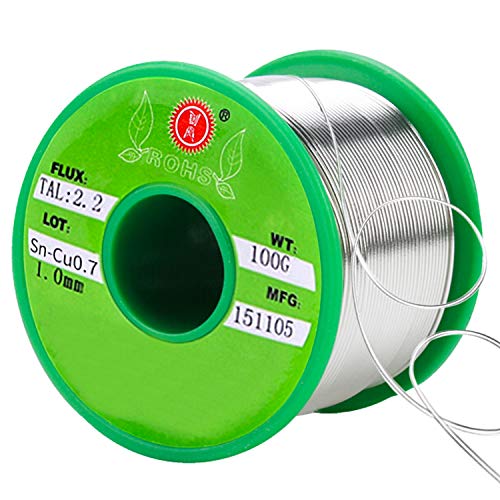 SANTOO Stagno per Saldatura 100g 1mm 97.3% Stagno, 2% Argento, 0.7% Rame,...