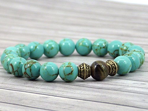 Bracciale da uomo Thurcolas in perle di turchese ricostituite e di... - Ilgrandebazar