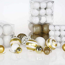 Carica l'immagine nel visualizzatore di Gallery, Bakaji Confezione 100 Palline Di Natale Diametro 3/4/6 cm Addobbi e Decorazioni Per Albero Di Natale (Bianco Oro)