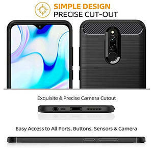 Peakally Cover Xiaomi Redmi 8, Fibra di Carbonio Morbido TPU Custodia Nero - Ilgrandebazar