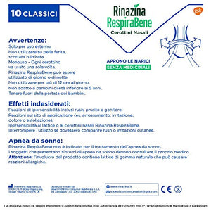 Rinazina Respirabene Cerottini Nasali 10 Classici - 25 g - Ilgrandebazar