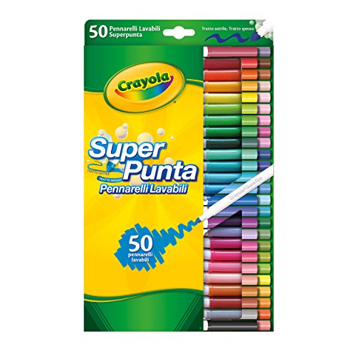 CRAYOLA Pennarelli Lavabili, Punta Media, per Scuola e Tempo Libero, 50 Pezzi - Ilgrandebazar