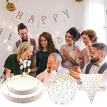 Carica l'immagine nel visualizzatore di Gallery, Set Piatti Bianchi 145 Pz Carta Natale Tovaglioli Bicchieri Bianco