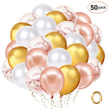 Carica l'immagine nel visualizzatore di Gallery, Palloncini di Coriandoli Oro Rosa, Palloncino in Lattice Bianco e Metallico...