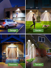 Carica l&#39;immagine nel visualizzatore di Gallery, One Fire Faretti Solari a LED da Esterno,190LED 3 Modalità Luce Solare LED Esterno con Sensore di Movimento, IP65 Faretto LED da Esterno Solare, Telecomando Lampada Solare da Esterno Garage Giardino