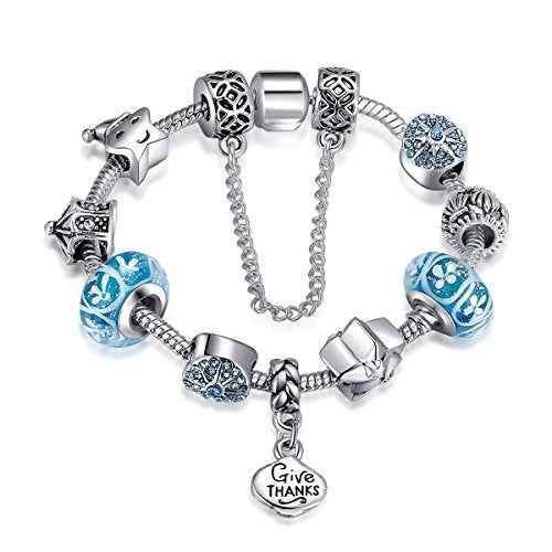 Qings Bracciali Charm e Ciondoli Placcato Argento per Donna, Bambine e...