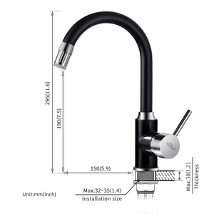 Auralum Rubinetto Miscelatore con LED RGB per Cucina Nero Con Led - Ilgrandebazar