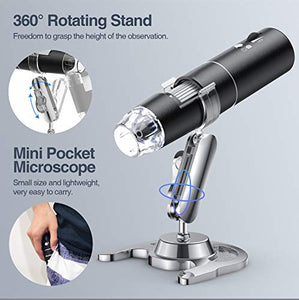 Microscopio Digitale Wireless, YINAMA Microscopio Ingrandimento da 50X-1000X, 8 luci a LED, Mini Microscopio portatile, 2MP 1080P, compatibile con Android, iPad PC MAC Windows
