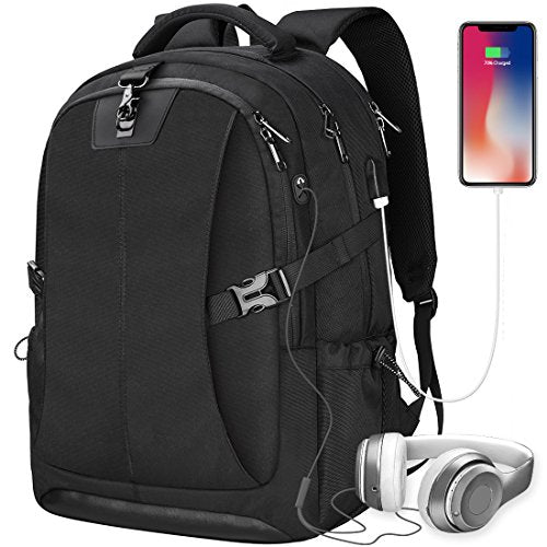 Zaino per PC 17,3 Pollici Laptop Impermeabile Anti-furto USB Zaini da Nero