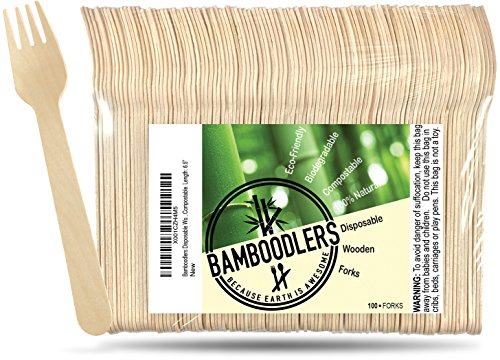 BAMBOODLERS Forchette Monouso in Legno | 100% Naturale, Ecologico,... - Ilgrandebazar