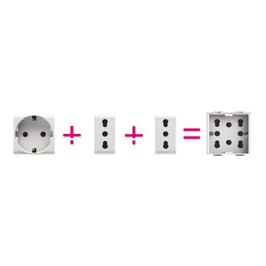 4Box 4B.L.H21, Side, Presa da Incasso Multistandard 1 Schuko + 2 Grigio - Ilgrandebazar