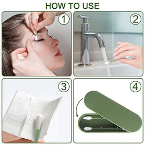 Tampone Di Cotone Riutilizzabile, Cotton Fioc Silicone verde - Ilgrandebazar