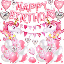 Carica l'immagine nel visualizzatore di Gallery, AYUQI Unicorno Palloncini Compleanno Decorazioni, Set di Coriandoli Rosa
