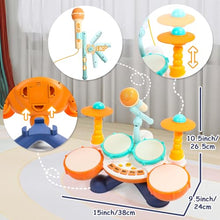 Carica l&#39;immagine nel visualizzatore di Gallery, Tamburo Giochi Bambino 1 2 Anno Strumenti Musicali Giocattoli Batteria Bambini 1 Anno Neonati Giocattoli Musicale Idea Regalo Natale Bambini Bambina 1 2 Anno