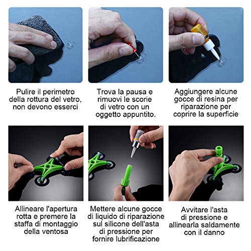 Joittey Kit Riparazione Parabrezza Auto,Kit Riparazione Crepe Vetro,Kit Joittey Kit Riparazione Parabrezza Auto,Kit Riparazione Crepe Vetro,Kit