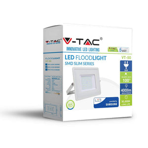 V-TAC VT-50 Faro LED SMD Chip Samsung 50W Colore Bianco 4000K IP65 50W, - Ilgrandebazar