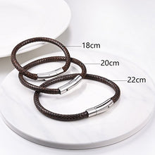 Carica l&#39;immagine nel visualizzatore di Gallery, PROSTEEL Bracciale Uomo in Pelle Nera Marrone, Chiusura di Acciaio 01 Marrone - Ilgrandebazar