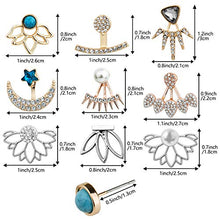Carica l&#39;immagine nel visualizzatore di Gallery, Orecchini, Comius 9 Pairs Jacket CZ Stud Fiore di Loto Cava Orecchino...