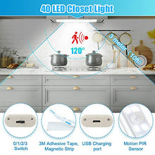 Carica l&#39;immagine nel visualizzatore di Gallery, Luce Armadio 40 LED, 4 Modalità, USB Ricaricabile, Wireless Notturna... - Ilgrandebazar