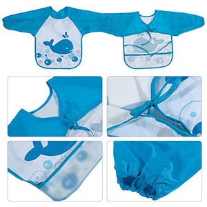 Lictin Set di 6 bib bavaglini manica lunga impermeabile con Multicolore - Ilgrandebazar
