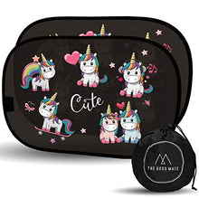 Carica l&#39;immagine nel visualizzatore di Gallery, 2 Tendine parasole auto bambini 48x31cm - Statiche adesive senza con unicorno