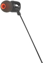 Carica l'immagine nel visualizzatore di Gallery, JBL T110 Cuffie In Ear con Microfono, Cavo Piatto Antigroviglio, Comando a un pulsante, JBL Pure Bass Sound, Nero