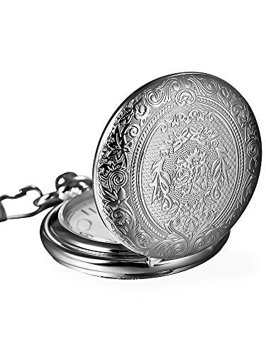 Vintage in acciaio inossidabile al quarzo Orologio da tasca catena Silver - Ilgrandebazar