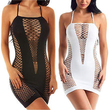 Carica l'immagine nel visualizzatore di Gallery, LOVELYBOBO 2-Pack Fishnet a Strisce da Donna Mini Vestito Sexy Nero + Bianco - Ilgrandebazar