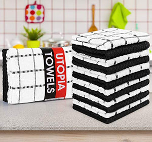 Utopia Towels - 12 Strofinacci da Cucina - Lavabili in Nero E Bianco - Ilgrandebazar