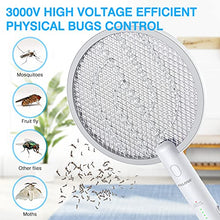 Carica l'immagine nel visualizzatore di Gallery, PALONE Racchetta Zanzare Elettrica, 3000V con USB Ricaricabile LED 2-In-1Racchetta Zanzare Elettrico, Protezione Maglia a 3 Strati, Adatto per Casa Giardino Campeggio Interni ed Esterni