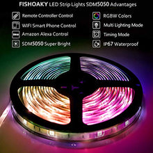 Carica l&#39;immagine nel visualizzatore di Gallery, FISHOAKY WIFI Striscia LED, 5M RGB LED Strip Alexa 5m