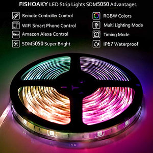 FISHOAKY WIFI Striscia LED, 5M RGB LED Strip Alexa 5m