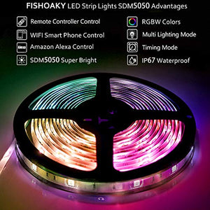 FISHOAKY WIFI Striscia LED, 5M RGB LED Strip Alexa 5m
