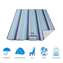 Carica l&#39;immagine nel visualizzatore di Gallery, LIVEHITOP Coperta da PIC-nic 200x200 cm Impermeabile - Tappeto Blu Striscia