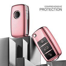 Carica l'immagine nel visualizzatore di Gallery, OATSBASF Auto Caso Chiave Compatible VW,Copertura Oro rosa-Stripe